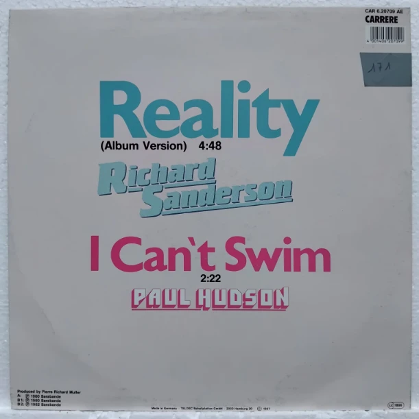 Richard Sanderson – Reality - Disc VINIL MAXI 45 RPM VG VG+
