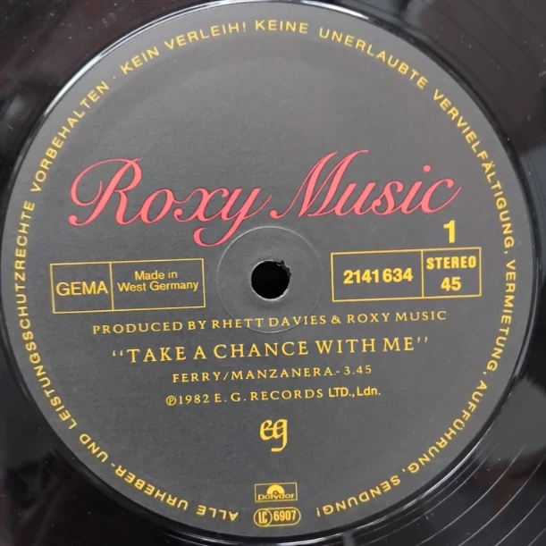 Roxy Music – Take A Chance With Me The Main Thing (Dance Mix) SKU7 (1) Roxy Music – Take A Chance With Me / The Main Thing (Dance Mix) - Disc VINIL MAXI 45 RPM VG VG+