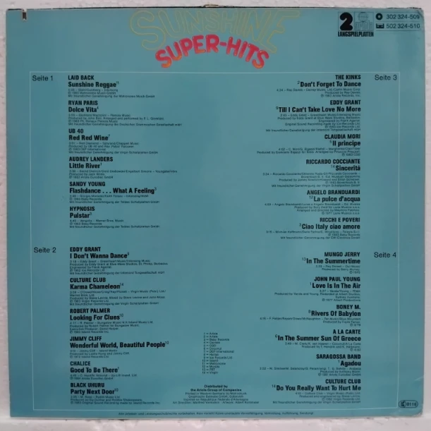 Sunshine Super Hits - UB40, Boney M, Culture Club, Ricchi E Poveri - Disc VINIL 2LP VG VG+
