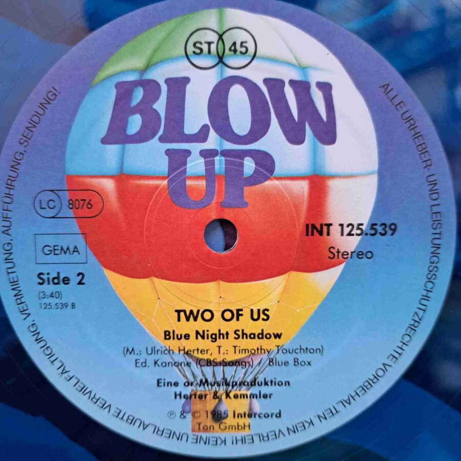 Two Of Us – Blue Night Shadow Two Of Us – Blue Night Shadow - Disc VINIL MAXI 45 RPM EX blue transparent