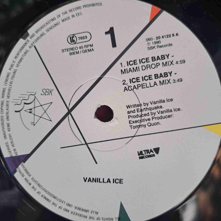 Vanilla Ice – Ice Ice Baby (Remix) - Disc VINIL MAXI 45 RPM VG+