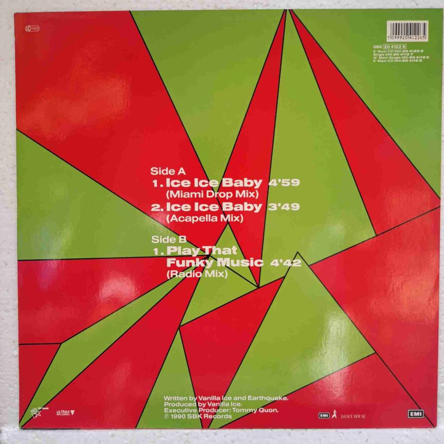 Vanilla Ice – Ice Ice Baby (Remix) - Disc VINIL MAXI 45 RPM VG+