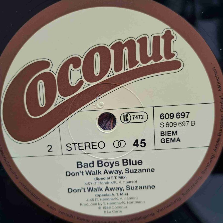Bad Boys Blue – Don't Walk Away Suzanne (1) Bad Boys Blue – Don't Walk Away Suzanne - Disc VINIL MAXI 45 RPM EX