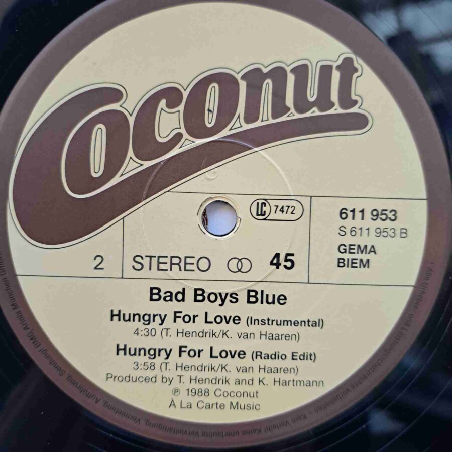 Bad Boys Blue – Hungry For Love (1) Bad Boys Blue – Hungry For Love - Disc VINIL MAXI 45 RPM EX