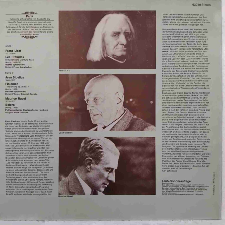 Bolero - Wiener Symphoniker, Berliner Symphoniker, Philharmonisches Staatsorchester Hamburg – Disc VINIL LP VG VG+