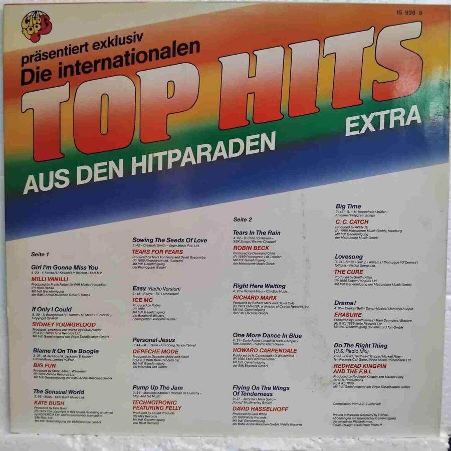 Club Top 13 Top Hits Aus Den Hitparaden SKU5 (3) Club Top 13 Top Hits - Extra - Depeche Mode, Kate Bush, Milli Vanilli, Technotronic - Disc VINIL LP VG VG+