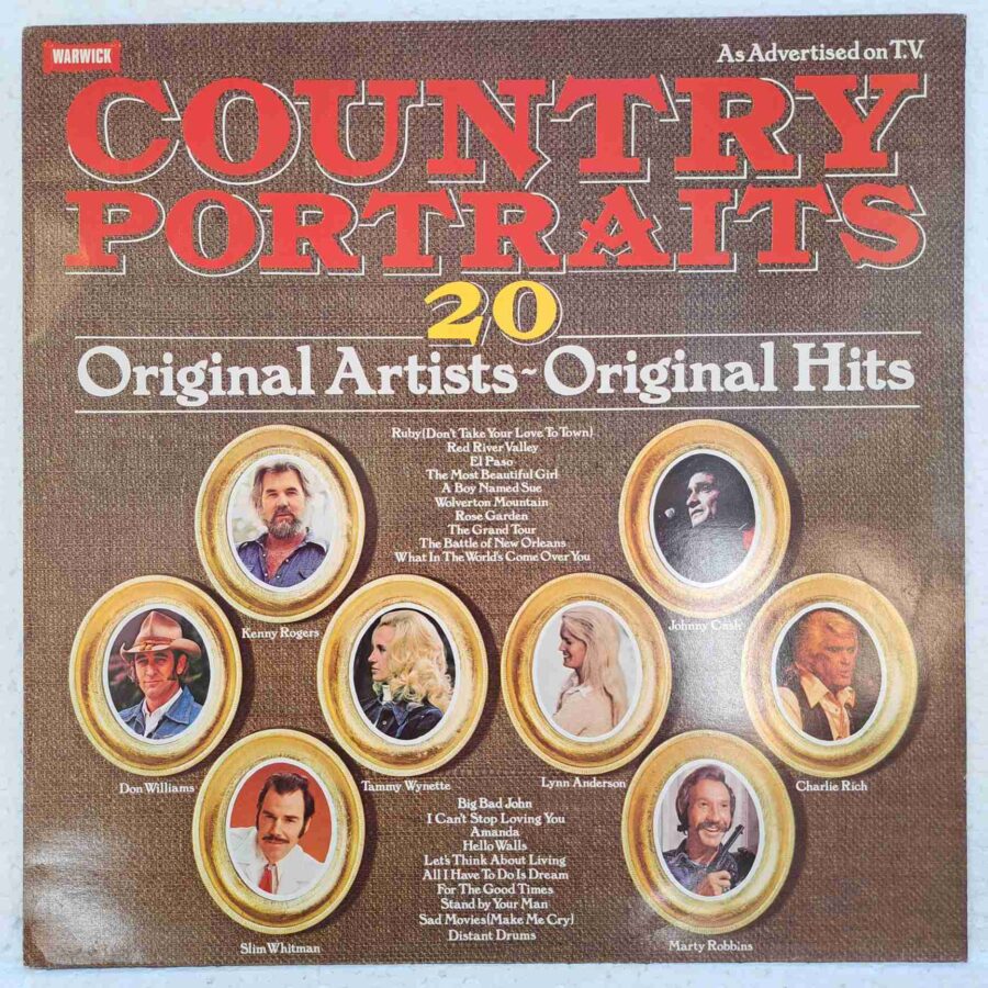 Country Portraits SKU3 (2) Country Portraits – Johnny Cash, Tammy Wynette, Charlie Rich, Kenny Rogers - Disc VINIL LP VG UK