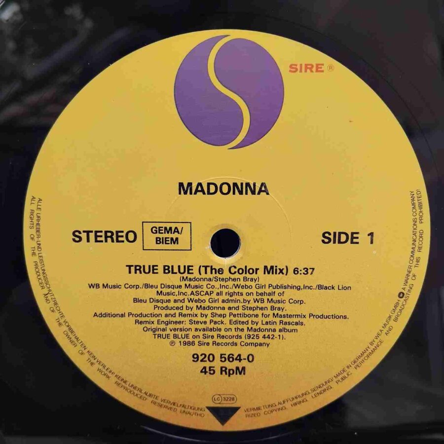 Madonna – True Blue (1) Madonna – True Blue - Disc VINIL MAXI 45 RPM EX