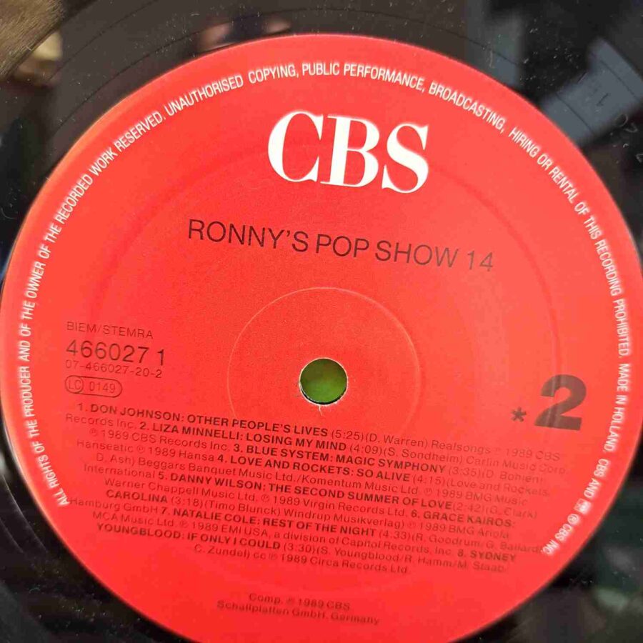 Ronny's Pop Show 14 SKU4 (1) Ronny's Pop Show 14 – Lambada, Soul II Soul, Paula Abdul, Queen, Technotronic - Disc VINIL 2LP VG+