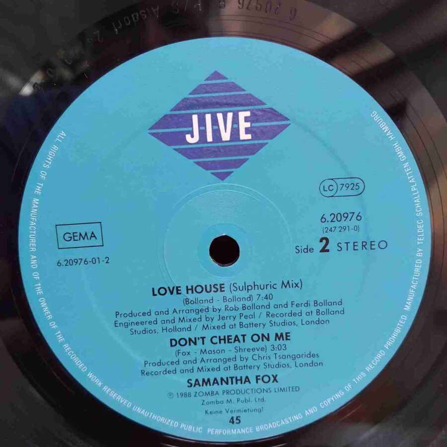 Samantha Fox – Love House - Disc VINIL MAXI 45 RPM EX
