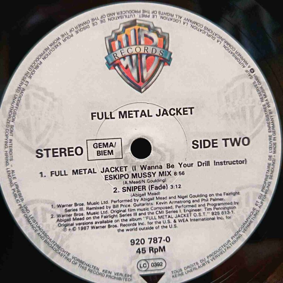 Abigail Mead And Nigel Goulding – Full Metal Jacket – Disc VINIL MAXI 45 RPM VG+