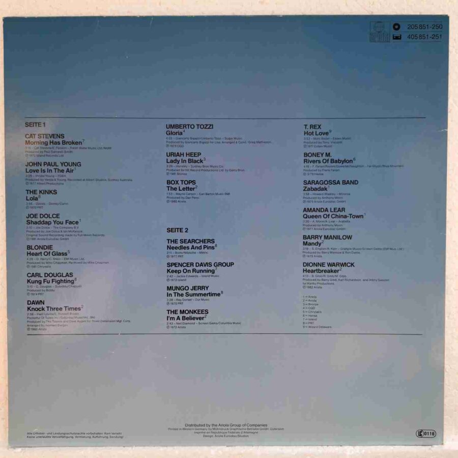 Goldene Super 20 SKU8 (2) Goldene Super 20 - Blondie, The Kinks, Cat Stevens, Boney M. - Disc VINIL LP EX