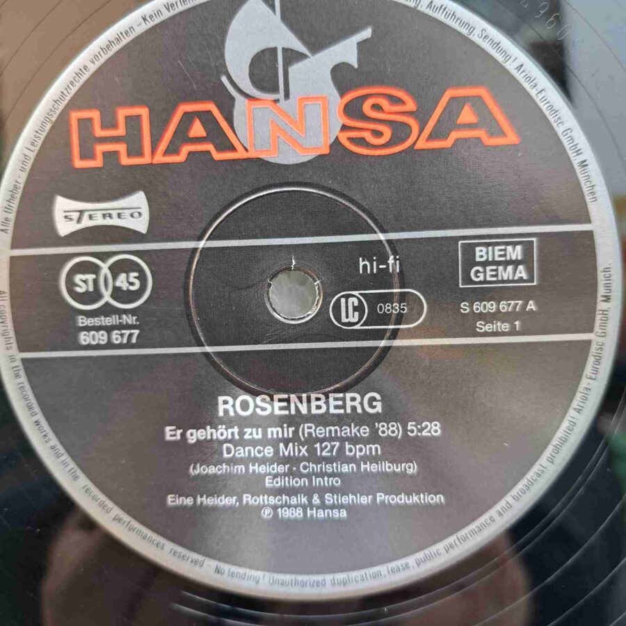 Rosenberg – Er Gehört Zu Mir - Remake '88 SKU10 (1) Rosenberg – Er Gehört Zu Mir - Remake '88 - Disc VINIL MAXI 45 RPM